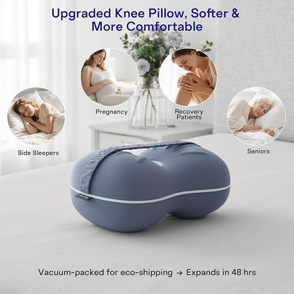 Knee Pillow for Side Sleepers - Leg Pillow for Side Sleeping, Memory Foam Knee Pillows for Back Hip Pain, Spine Aligning, Sciatica, Surgery Recovery