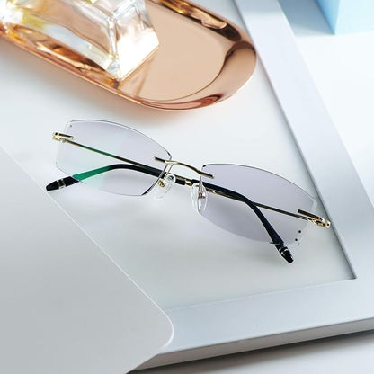 LifeArt Blue Light Blocking Glasses,Computer Reading Glasses,Rimless Frame Tinted Lens with Diamond,Stylish for Men (+2.50 Magnification)