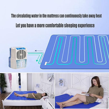 Mattress Cooler Air-Conditioned Water-Cooled Mattresses, Silent Comfortable Mattress Cooling System, Cooling Sleep Bed Fan，Blue (Size : 1.4X1.6M)