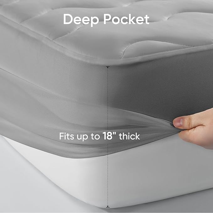 Elegear Queen Cooling Mattress Pad for Hot Sleepers, Waterproof Cold Mattress Topper with TriSupport 3D Tech Balanced Support & Enhanced Breathability, Soft Fluffy Bed Protector Deep Pocket Up to 16"