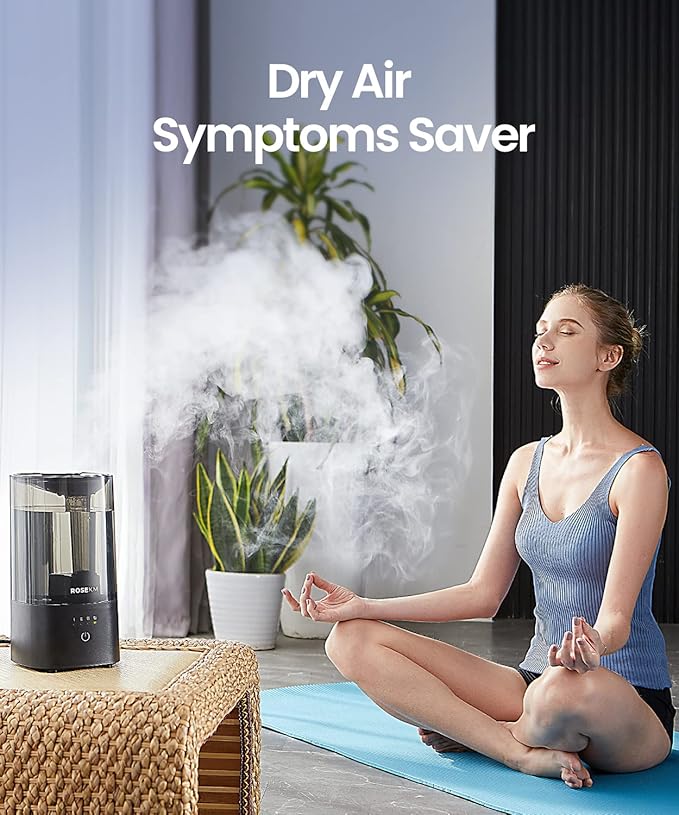 Humidifiers for Bedroom (1.1L), Small Cool Mist Humidifier for Home Plant and Baby Nursery, Quiet Ultrasonic Humidifier with 360° Nozzle, Auto Shut-Off, Filterless, Black