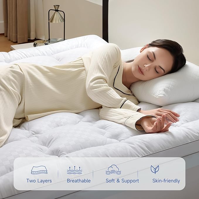 Choc chick 3.5 Inch Memory Foam Mattress Topper King, Dual Layer 2 Inch Gel Egg Crate Memory Foam Plus 1.5 Inch Down Alternative Pillow Top Mattress Pad, Support for Back Pain