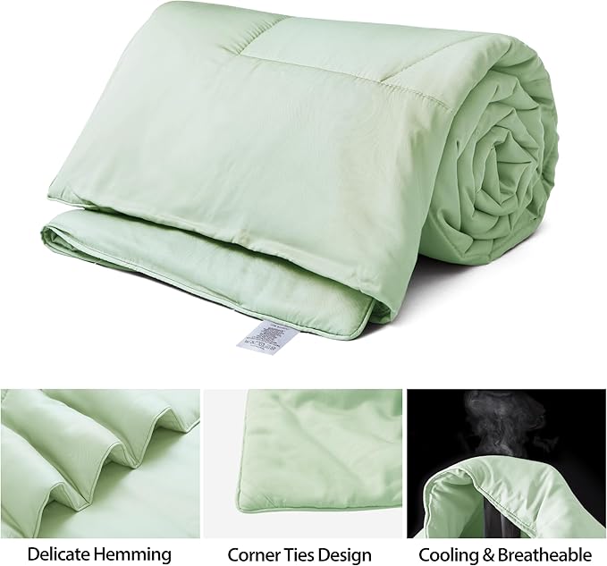 Bamboo Viscose All Season Comforter/Blanket - Ultra Soft & Breathable Comfort - Perfect Medium Weight for Snuggling Without Overheating - Enjoy Cozy Sleep All Night