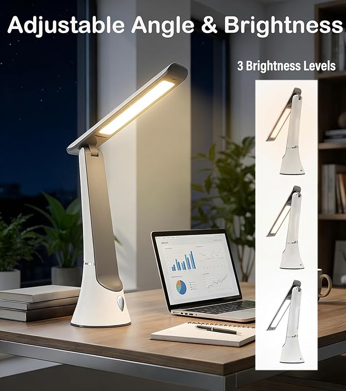 Light Therapy Lamp, 10000 LUX LED Desk Sunlight Lamp, UV-Free Full Spectrum Mood Lighting with Night Light, Rechargeable for Home Office, Leather-Like Texture