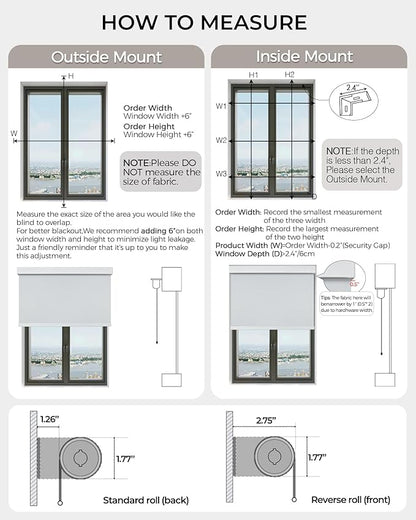 Motorized Roller Shade with Remote Control, 100% Blackout Electric 21-110” Width Blinds for Windows with Via Hub Alexa Google Home, Rechargeable Smart Automatic Customized Size（Dule Side-Beige）