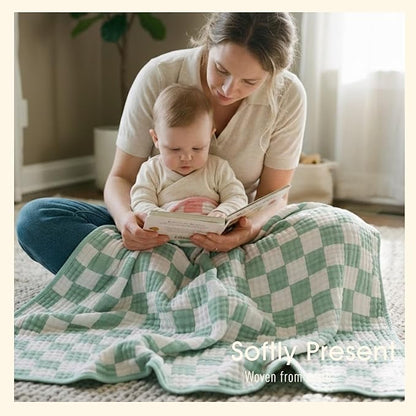 Ultra Soft Muslin Baby Blanket, A Versatile Swaddle and Bed Blanket for Babies, Toddlers, Boys, and Girls (1 Pack).