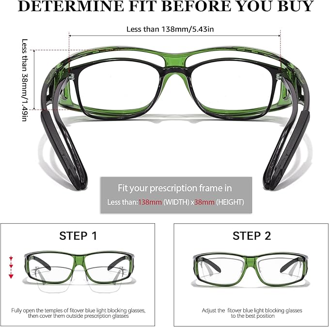 LVIOE Fit Over Blue Light Blocking Glasses and Computer Eyewear- Wear Over Prescription Glasses/Reading Glasses/RX Glasses
