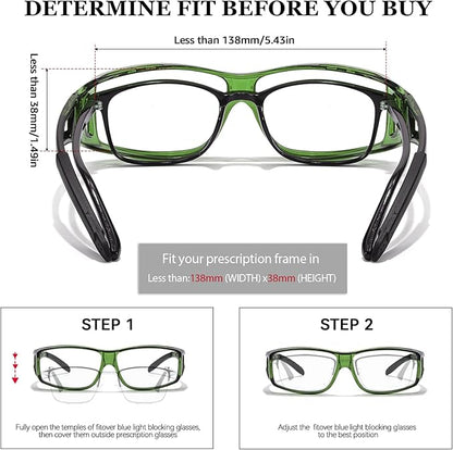 LVIOE Fit Over Blue Light Blocking Glasses and Computer Eyewear- Wear Over Prescription Glasses/Reading Glasses/RX Glasses