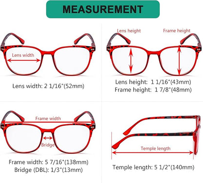 Eyekepper Ladies Reading Glasses - 4 Pack Large Square Readers for Women