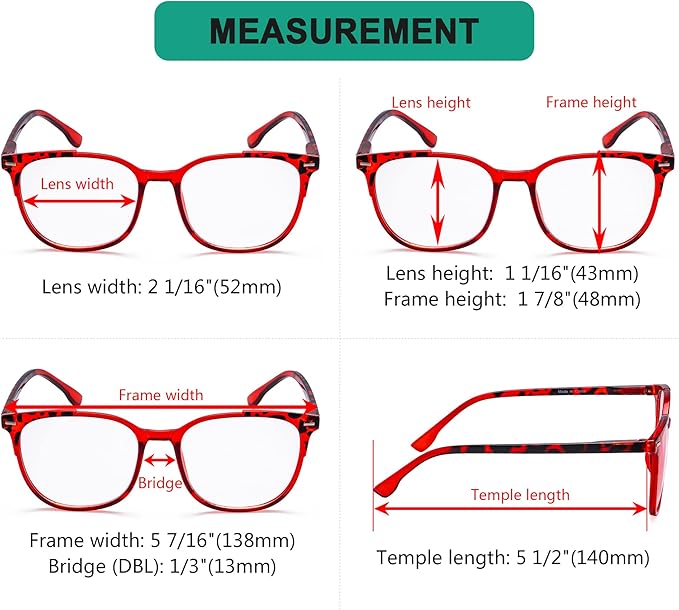 Eyekepper Ladies Reading Glasses - 4 Pack Large Square Readers for Women