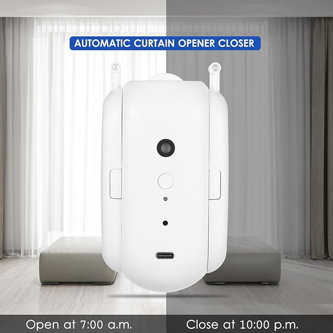Automatic Curtain Rod Opener, Smart Home Curtain Robot with Remote Voice Control, Easy to Install, Sensor Enabled for Temperature and Light (U-rail Type Pack of 2)