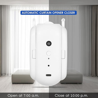 Automatic Curtain Rod Opener, Smart Home Curtain Robot with Remote Voice Control, Easy to Install, Sensor Enabled for Temperature and Light (U-rail Type Pack of 2)