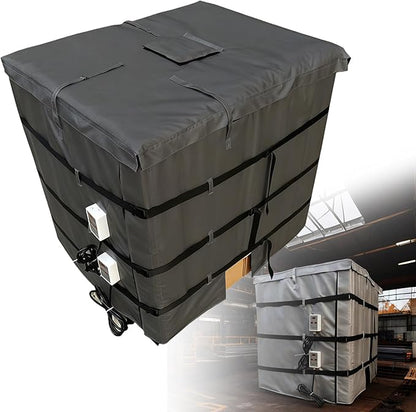 IBC Tote Heater Blanket, IBC Container Heater, 1000L, Smart Temperature Control up to 200°C, IBC Tote Blanket with Thermostat, For petroleum, chemical, food processing Black