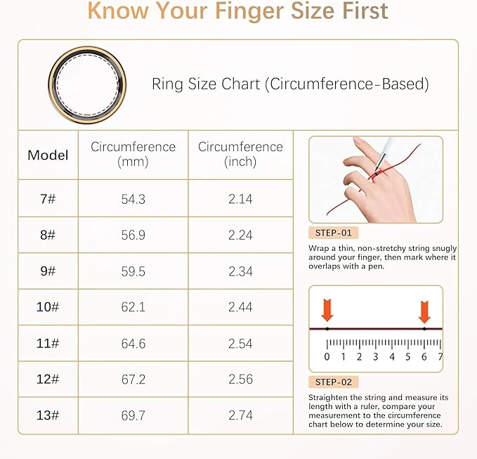 Fit Ring for Women Men, Ring Health Tracker with Heart Rate,Blood Oxygen,Heart Rate Variability, Stress, Sleep Monitor, Step Counter, Smart Ring for iPhone & Android, No Subscription Fee (Gold, 7#)