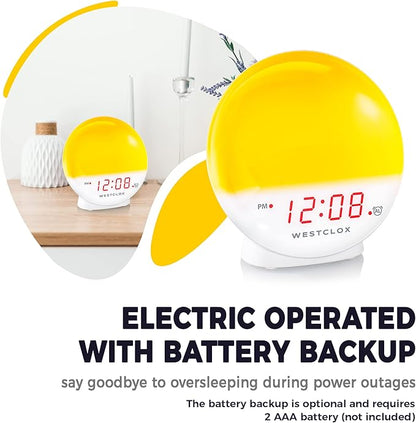 Westclox 71051 Sunrise Alarm Clock with Dimmable Nightlight & Restful Sunset/ Sunlight Simulator lamp for Bedroom