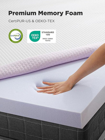 PERLECARE 4 Inch Gel Memory Foam Mattress Topper, Queen, Premium Soft, Removable & Washable, CertiPUR-US Certified