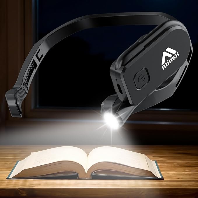 Minsk Neck Light, 360° Flexible Neck Reading Light, Eye Caring 3 Color Stepless Dimming Brightness Book Light, Lightweight Book Reading Light, Neck Light for Reading, Book Lovers Gifts