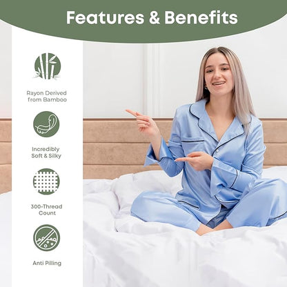 LINENWALAS Twin XL Flat Sheet Only - Rayon Derived from Bamboo Silk Bed Sheet, Premium Breathable Cooling Sheet, Soft Top Sheet (Twin XL, Avocado Green)