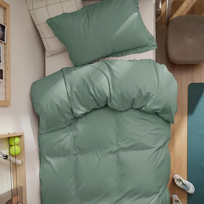 Bedsure Duvet Cover Twin/Twin XL Size - Soft Double Brushed Bedding Set for Kids & Adults, Zipper Closure, 2 Pieces, Includes 1 Duvet Cover (68"x90") & 1 Pillow Sham, NO Comforter, Sage Green