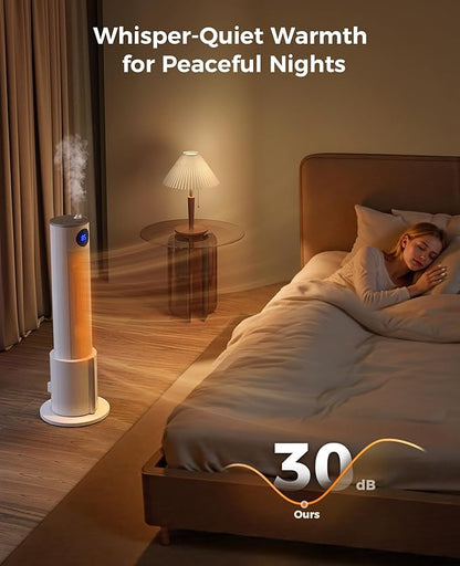 Space Heaters for Indoor Use - Portable Tower Heater with Humidifier, Remote, Adjustable Thermostat, 3 Heat Modes, Multiple Safety Protection, 12H Timer, Quiet Electric Heater for Bedroom