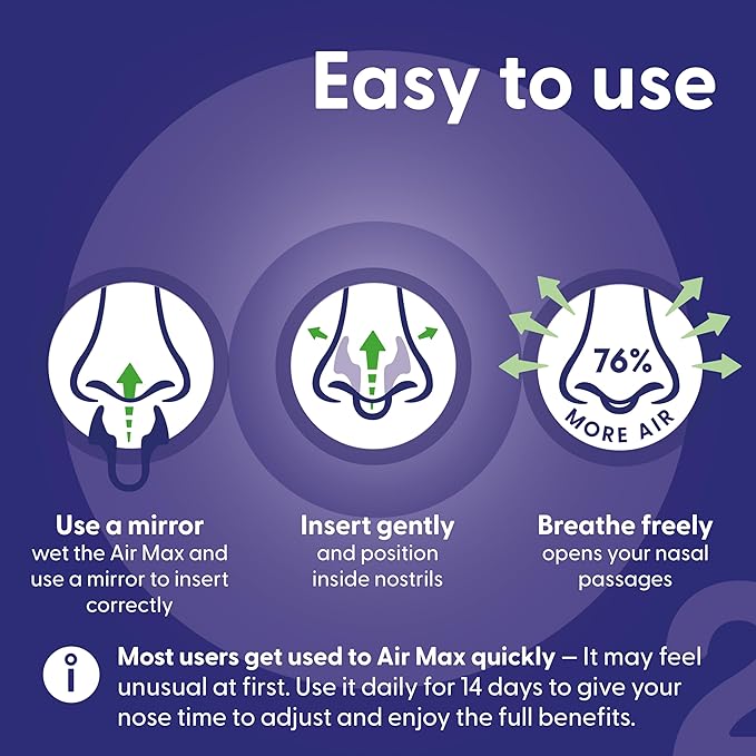 AIRMAX Nasal Dilator for Breathing - 76% More Airflow - Anti snoring Devices - Nostril Opener - Congestion Relief and snoring Solution - 1x Medium Orange
