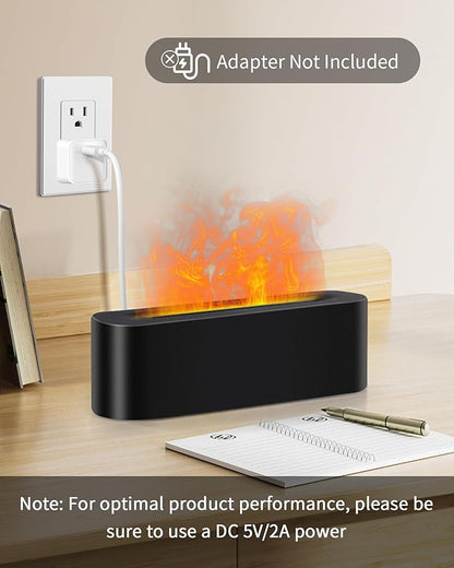 Essential Oil Diffuser with Fireplace Flame, Ultrasonic Cool Mist Humidifier for Aromatherapy, 7 Colors Light, Timer & Auto Shut-Off, Ultra Quiet for Home, Bedroom, Gift (150ml, Black)