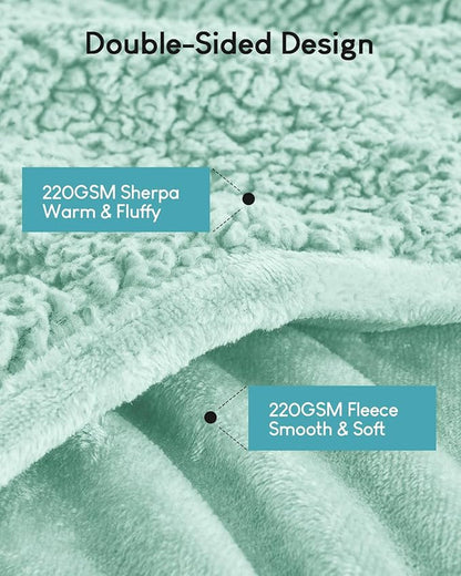 Cottonblue Weighted Blanket for Adults 20 lbs Queen Size 60x80 inches, Cozy Flannel Sherpa Weighted Throw Blankets Comfortable for Calming and Relax, Shaggy Fleece Bed Sofa Heavy Blankets, Dusty Green