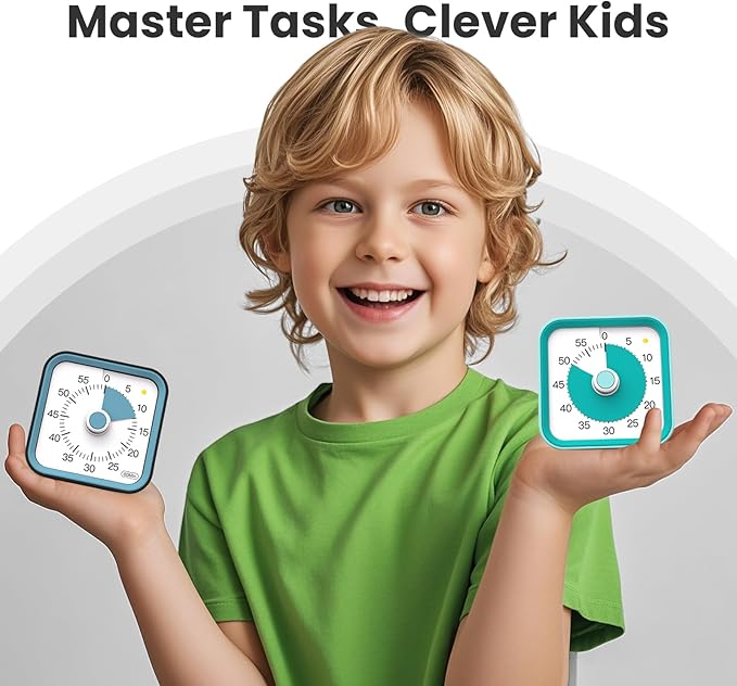 Visual Timer for Kids with Pause Function, 60 Minute Countdown Timer for Kids Desk Study, Teaching, Kitchen Cooking, Office Meetings, Time Management for ADHD (Green)