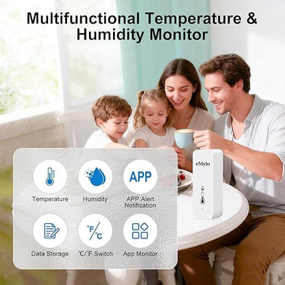 WiFi Thermometer Hygrometer, Wireless Indoor Temperature Sensor with App Alert, Free Data Storage Export, Smart Humidity Meter Monitor for Home Greenhouse, Compatible with Alexa, 4 PCS (with Battery)