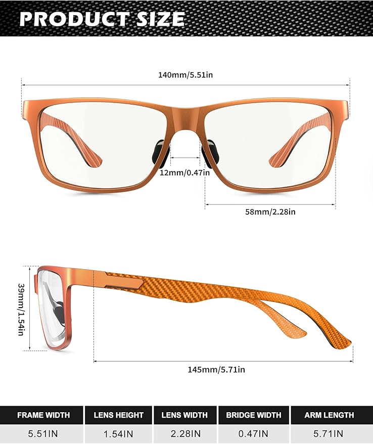 ANYLUV Blue Light Blocking Glasses Men Computer Gaming Glasses Lightweight Al-Mg Metal Anti Eyestrain Eye Protection