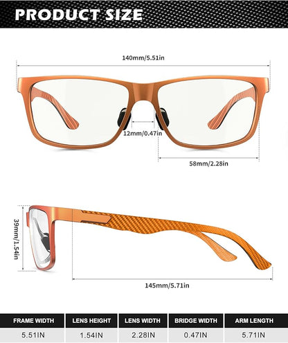 ANYLUV Blue Light Blocking Glasses Men Computer Gaming Glasses Lightweight Al-Mg Metal Anti Eyestrain Eye Protection