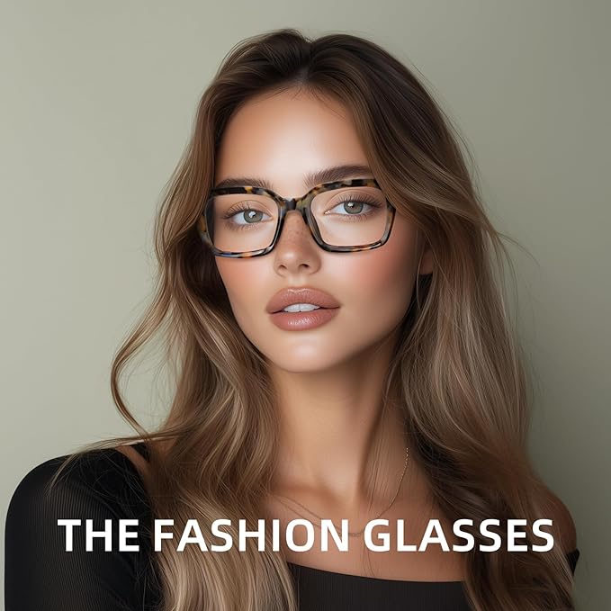 XVXV Reading Glasses for Women Men - Blue Light Blocking Readers Oversize Oprah Square Anti Glare/Eyestrain Spring Hinge