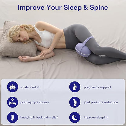 Knee Pillow for Side Sleepers - Smooth Spine Alignment Pillow, Memory Foam Knee Pillows for Back Hip Pain, Spine Aligning, Sciatica, Surgery Recovery, Pregnancy