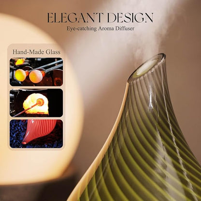 Porseme 150ml Essential Oil Diffuser Glass Color Changing Aroma Air Diffusers Aromatherapy Ultrasonic Cool Mist Humidifier 6 Running Hours Waterless Auto-Off for Sleeping Yoga Office Spa (Pure Grey)