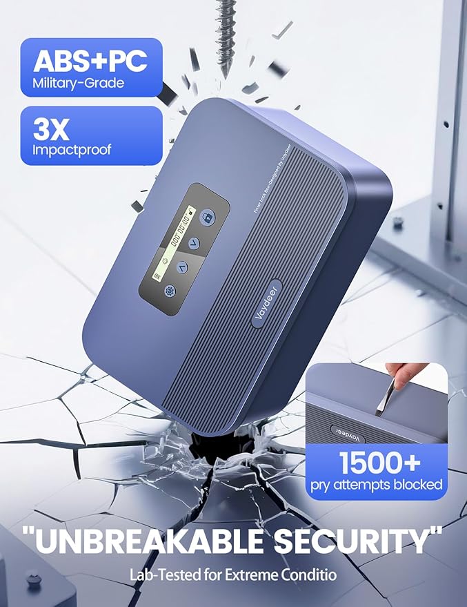 Vaydeer Safe Timed Lock Box, Phone Lock Box with Timer Unplug from Phones, Video Games, Social Media, Snacks & Cravings, Self-Control Lockable Storage Box for Focus & Self-Control(Dark Blue)