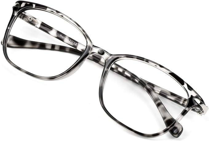 VisionGlobal Blue Light Blocking Glasses for Women/Men, Anti Eyestrain, Computer Reading, TV Glasses, Stylish Square Frame, Anti Glare(Leopard,+5.50 Magnification)
