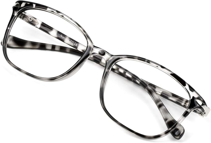 VisionGlobal Blue Light Blocking Glasses for Women/Men, Anti Eyestrain, Computer Reading, TV Glasses, Stylish Square Frame, Anti Glare(Leopard,+4.25 Magnification)