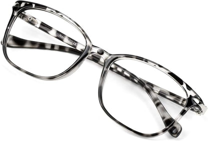 VisionGlobal Blue Light Blocking Glasses for Women/Men, Anti Eyestrain, Computer Reading, TV Glasses, Stylish Square Frame, Anti Glare(Leopard,+4.25 Magnification)