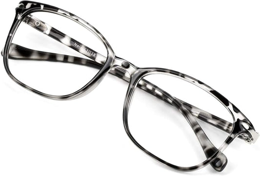 VisionGlobal Blue Light Blocking Glasses for Women/Men, Anti Eyestrain, Computer Reading, TV Glasses, Stylish Square Frame, Anti Glare(Leopard,+4.50 Magnification)