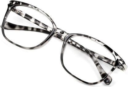 VisionGlobal Blue Light Blocking Glasses for Women/Men, Anti Eyestrain, Computer Reading, TV Glasses, Stylish Square Frame, Anti Glare(Leopard,+1.50 Magnification)