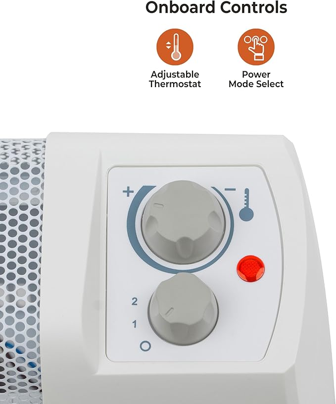 Comfort Zone 1500W Convection Baseboard Heater with Built-In Thermostat, Overheat & Tip-Over Protection, Dent-Proof Ends, Plug-In Portable, Ideal for Home, Bedroom & Office, White