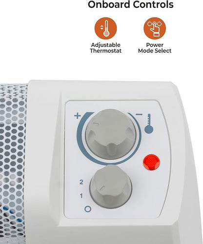 Comfort Zone 1500W Convection Baseboard Heater with Built-In Thermostat, Overheat & Tip-Over Protection, Dent-Proof Ends, Plug-In Portable, Ideal for Home, Bedroom & Office, White