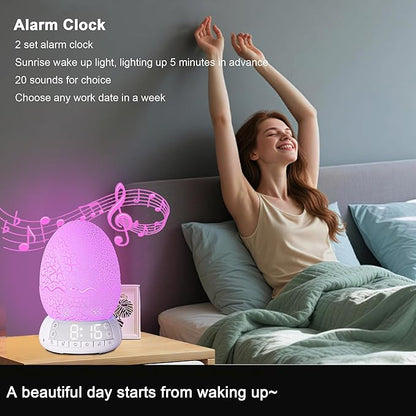 New Dinosaur Egg Clock Velociraptor Night Light Kid's Room Decoration Clock, Touch Control Multi Colors & Music Voice, Cool Dinosaur Decor & Gift Ideal for Kids/Adults