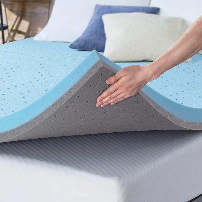 Maxzzz King Mattress Topper,3 Inch Ventilated Design Memory Foam Queen Mattress Topper,Cooling Gel Infused Swirl Foam Pad for Pressure Relief Back Pain, CertiPUR-US Certified