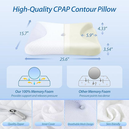 HOMCA CPAP Pillow for Side Sleeping, CPAP Nasal Pillows for All CPAP Masks Users to Reduce Air Leaks & Masks Pressure, Neck Support Pillows for Sleeping for Neck Pain Relief