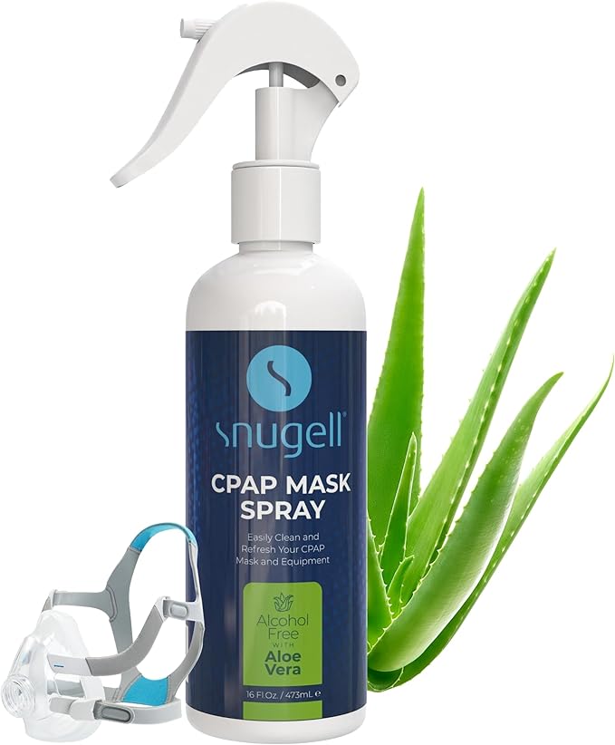 Snugell CPAP Cleaner Spray - Alcohol Free with Aloe Vera, Gentle Cleaner for Masks, Tubes & Machines for Best CPAP Cleaning - Easy to Use, Refreshes & Maintain your Equipment (16 floz bottle) (1-Pack)