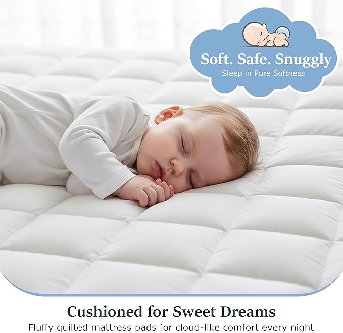 LUX Décor Queen Mattress Pad - Quilted Elastic Fitted Mattress Cover Protector Upto 16 Inches Deep Pocket - Soft Breathable Noiseless Mattress Topper (60 X 80)