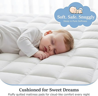 LUX Décor Queen Mattress Pad - Quilted Elastic Fitted Mattress Cover Protector Upto 16 Inches Deep Pocket - Soft Breathable Noiseless Mattress Topper (60 X 80)