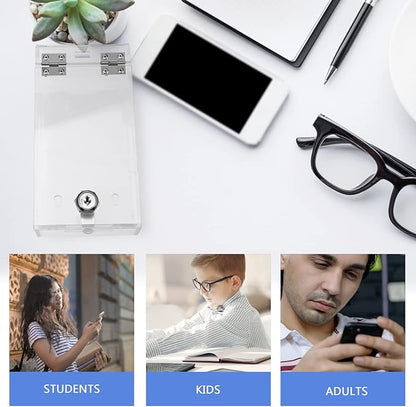 Zerodeko Clear Phone Lock Box Self-Control Smartphone Holder Lockable Plastic Mobile Phone Case Medicine Storage Lock Storage Box Container for Food Snacks Refrigerator