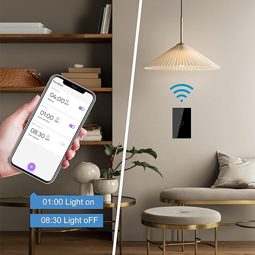 WiFi Smart Wall Light Switch,US Standard ，Voice Control ，Tempered Glass Panel, 2.4GHz Wi-Fi Touch Switches, Remote Control Smart Life/Tuya App, (3Gang-White)
